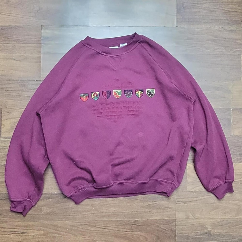 Vintage 90s burgundy, Island Classic all embroidered crewneck sweatshirt....