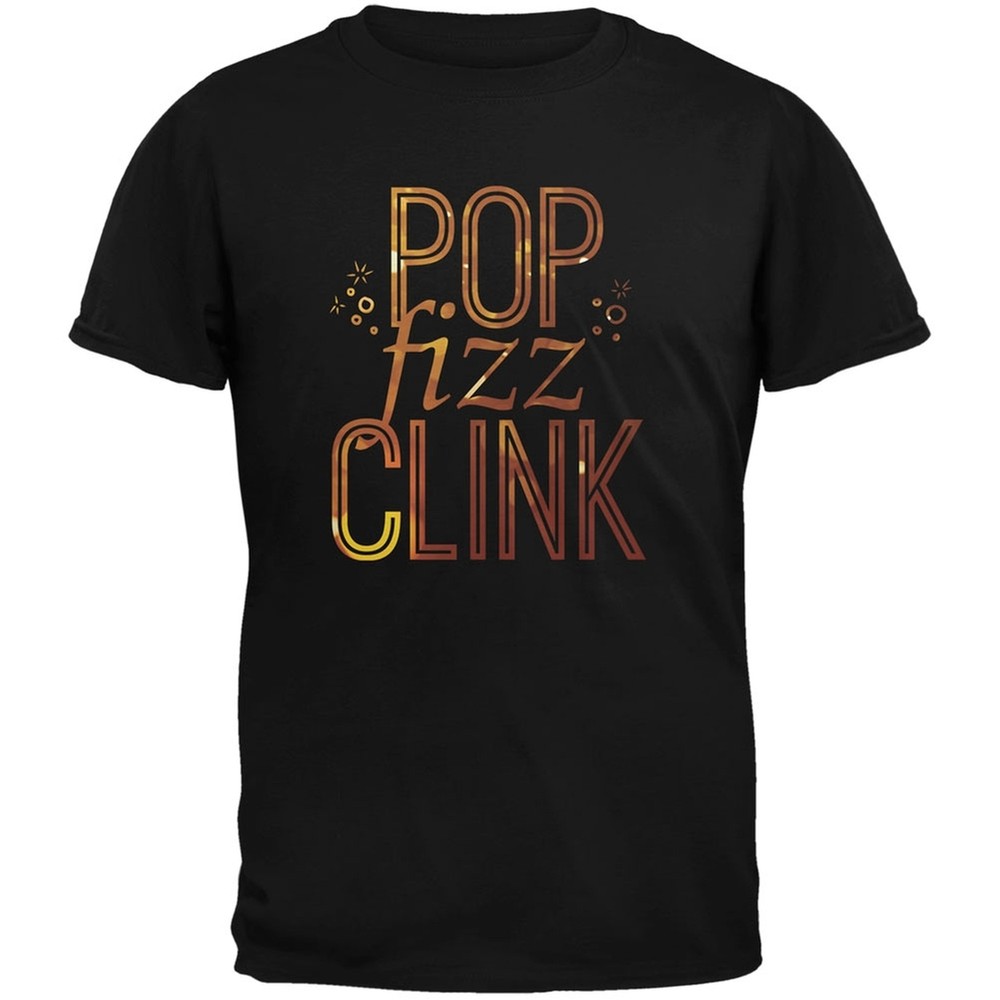 New Years Pop Fizz Clink Black Adult T-Shirt-image