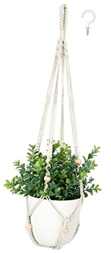 Artificial Hanging Plant with Pot - Macrame Decor Fake Greenery  