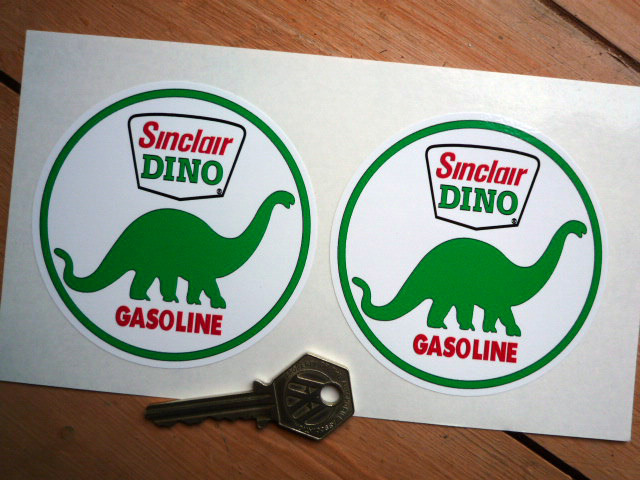 Vintage Sinclair Dino Gasoline Racing Car Decals 3.5 Inch NASCAR INDY Fuel Stickers