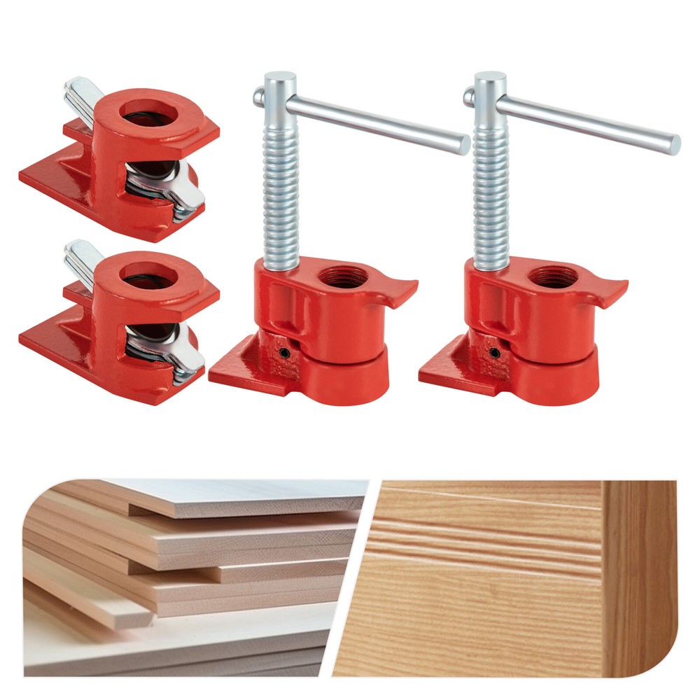 2-Pack 1/2-Inch Heavy Duty Wood Gluing Pipe Clamp Set with Cast Iron for Pro Woodworking