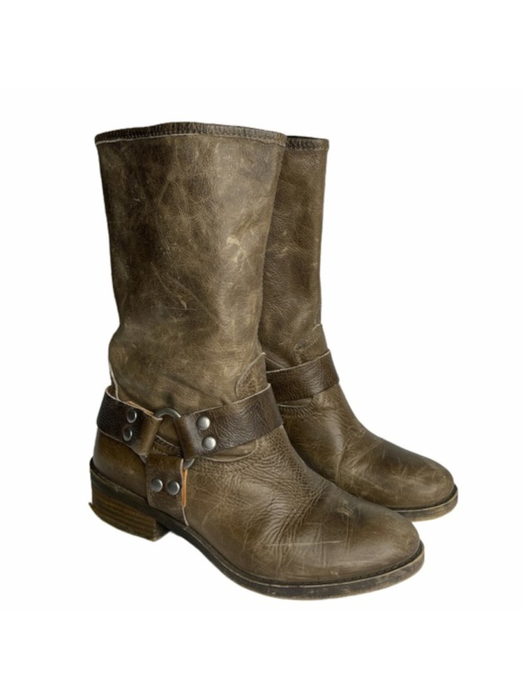 LUCKY BRAND Womens Brindle Brown Harness Straps Rolanda Boots Shoes 5 M