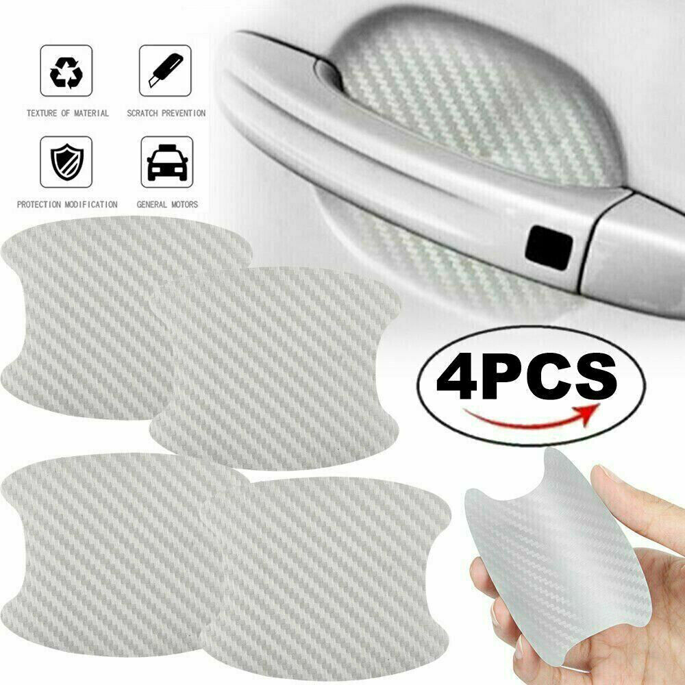 Silver Carbon Fiber Door Handle Protect Film Non Scratch Sticker Car Accessories