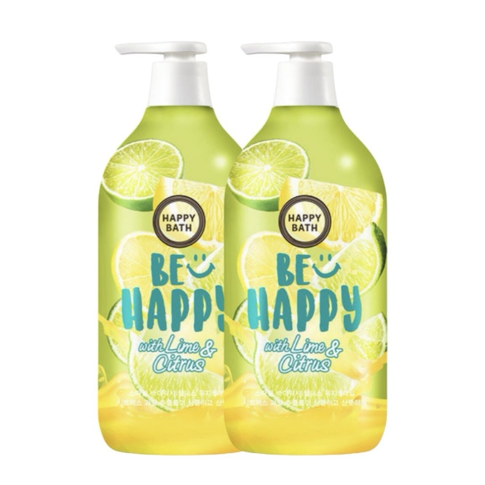 Happy Bath Be Happy With Lime & Citrus 900ml X 2EA Fresh Body Wash Shower Gel