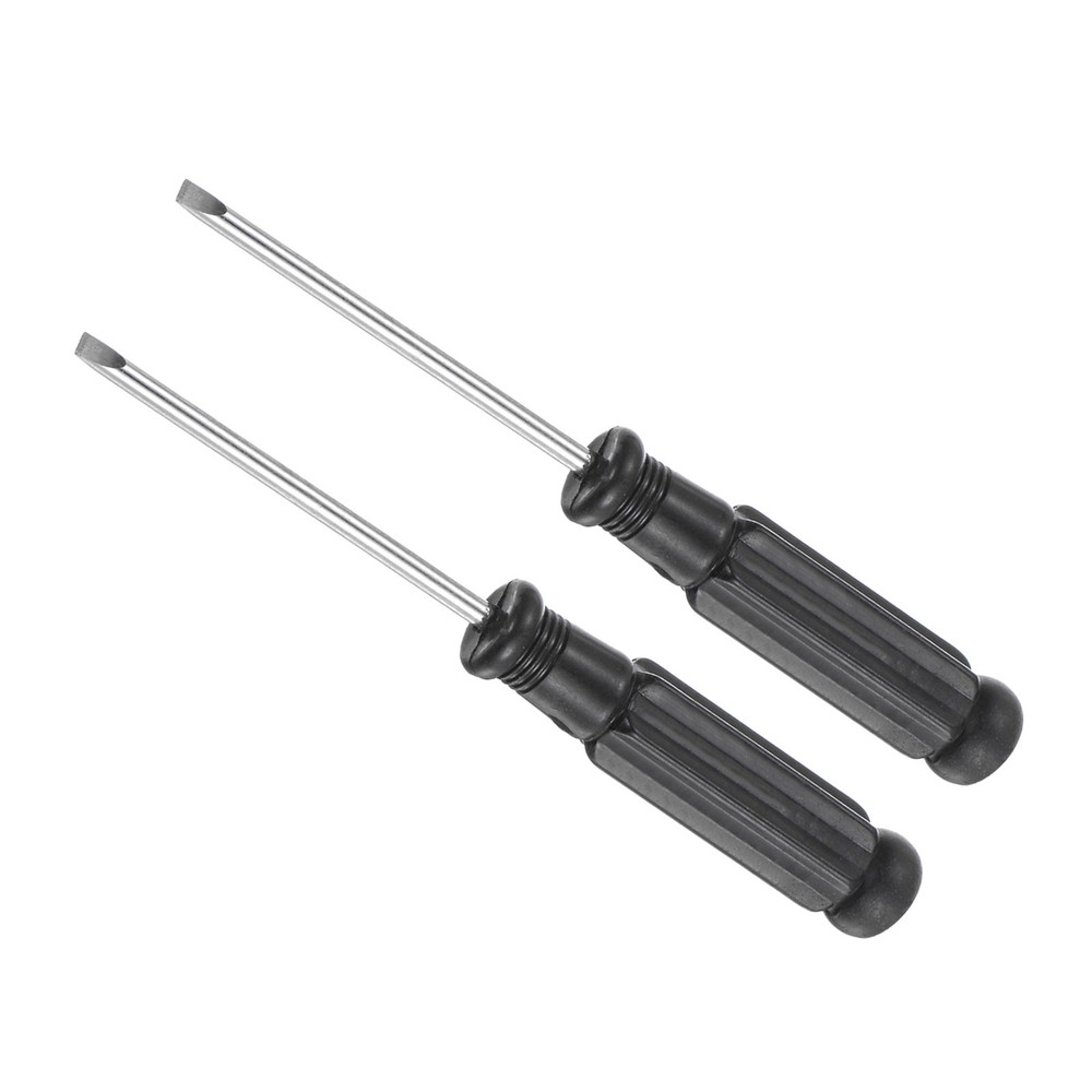 2pcs 2.5x93mm Black Handle Slotted Screwdriver Set