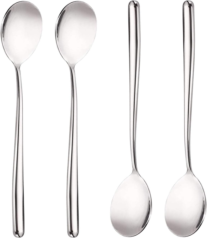 Stainless Steel Spoon,Long Handle Great Circle Soup Spoons Korean Long Handled S