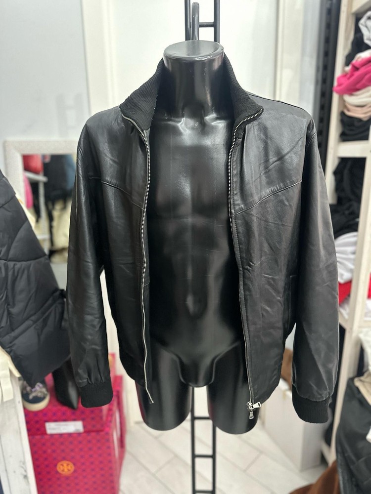 Hira Furs Mens Black Leather Jacket Size 52 Style LLV1369