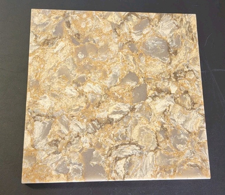 Large Tan Beige Square Polished Faux Granite Slab for Display & Crafts