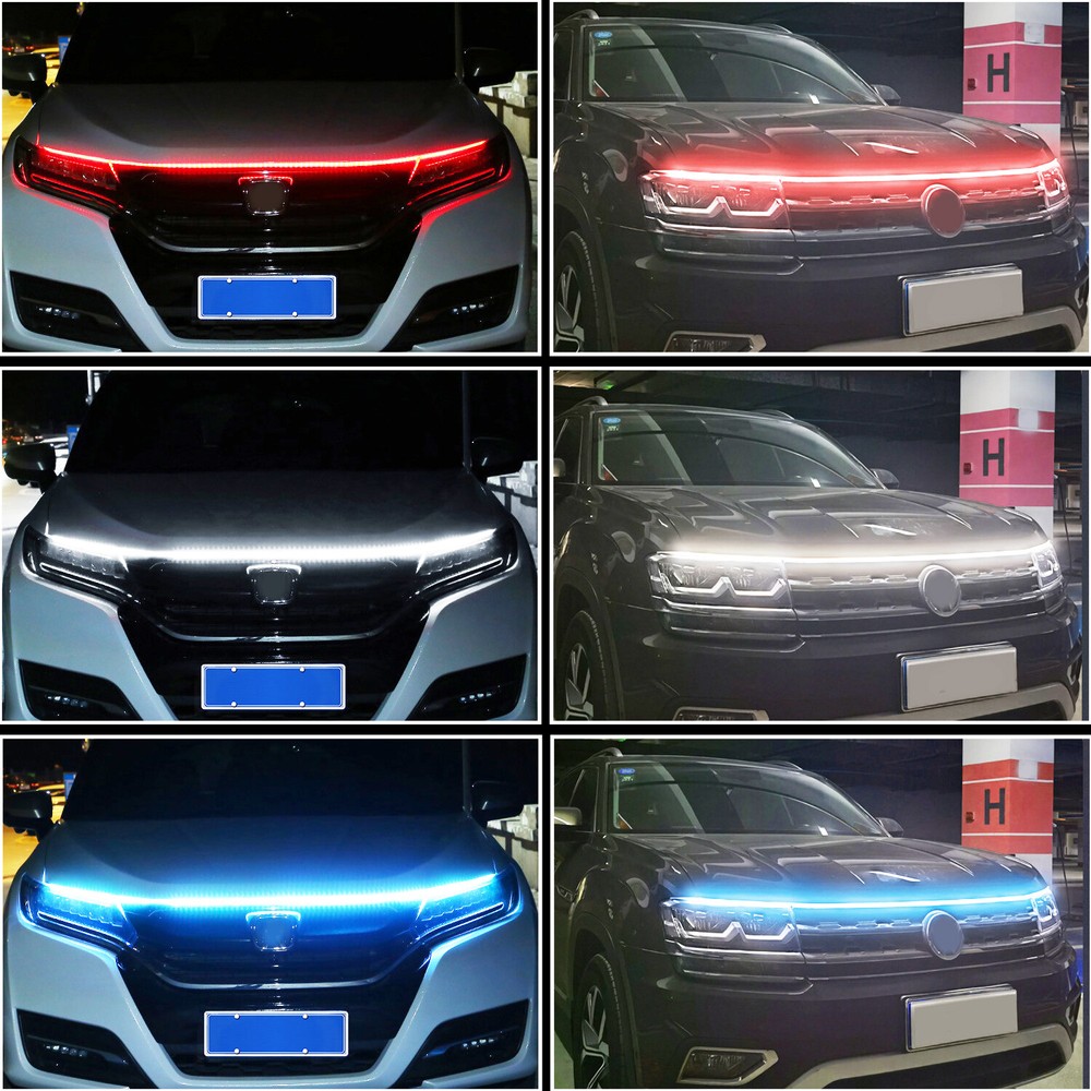 Universal White Flexible Car Hood Day Running LED Light Strip Accessories