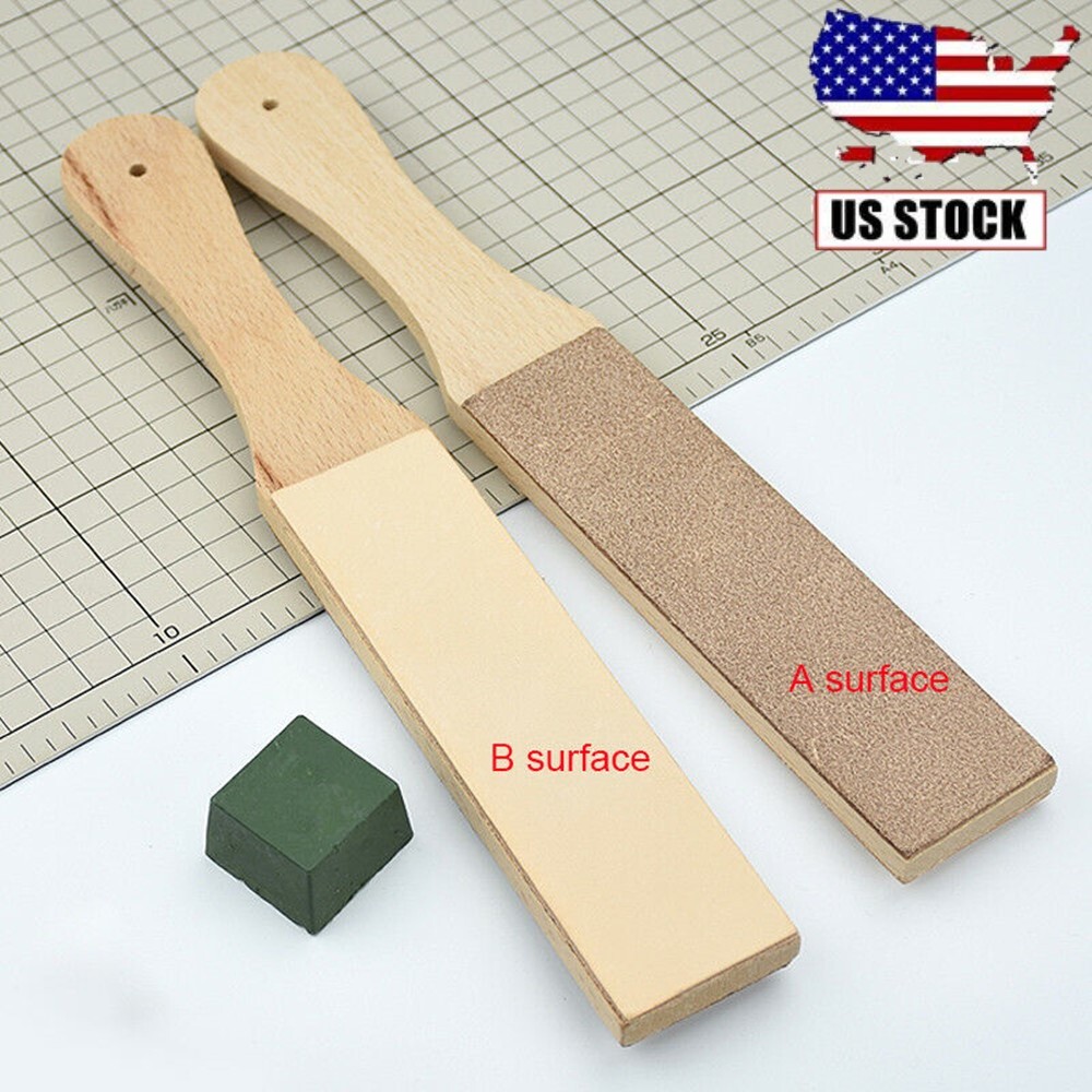 Double-sided Leather Strop & Polishing Compound Kit for Honing Sharpening Knives
