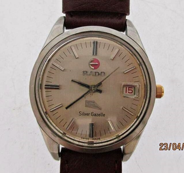 RADO SILVER GAZELLE AUTO ROUND THICK LUGS DATE EU SHIP SERVICED SS MENS WATCH