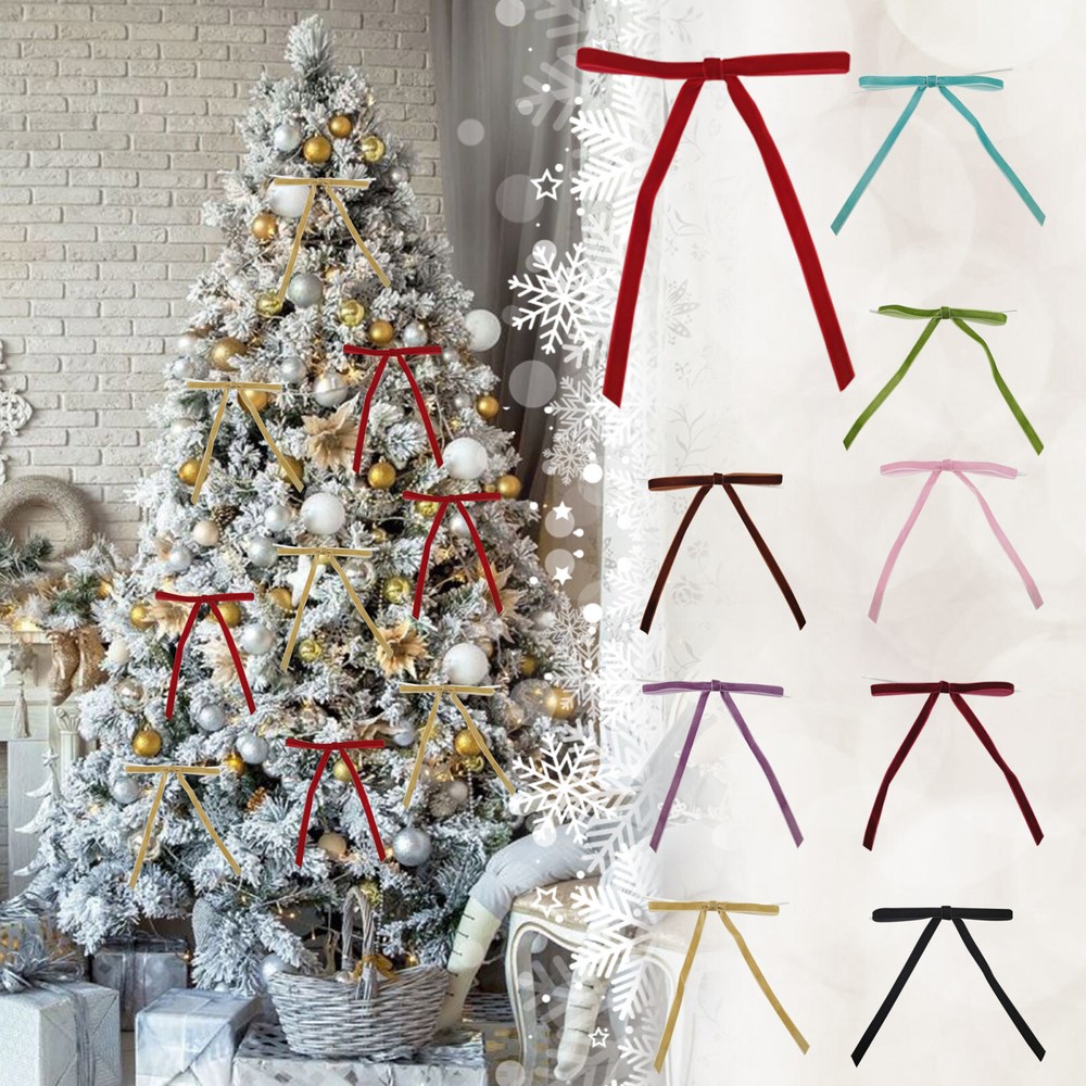 24 Pcs Velvet Christmas Bows For Christmas Tree Rustic Crafts Gift Bows Vintage