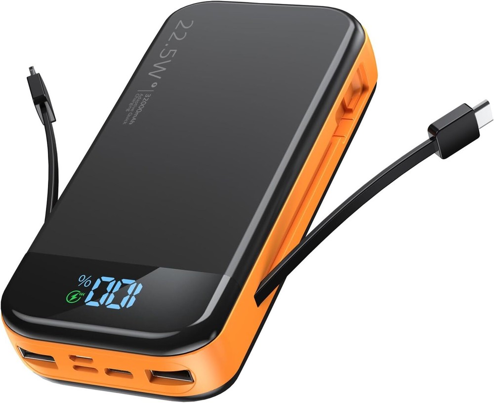 22.5W QC 3.0 PD 20W Smart LED Display Fast Charging B Portable Charger 32000mAh