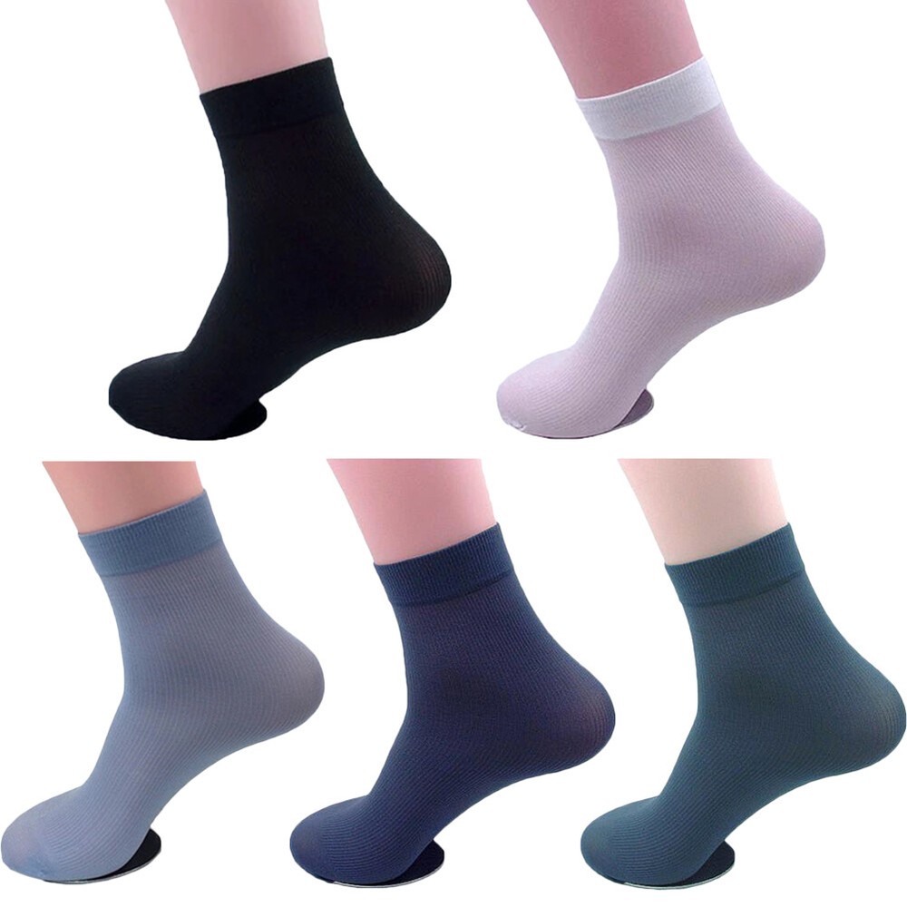 Men's Bamboo Silk Ankle Business Dress Sock Sports Casual Socks One Size Comfy