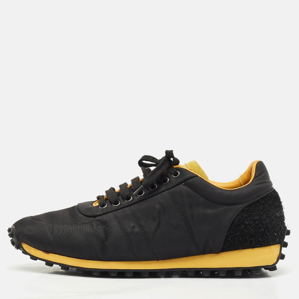 Burberry BlackYellow Nylon and Suede Low Top Sneakers Size 43