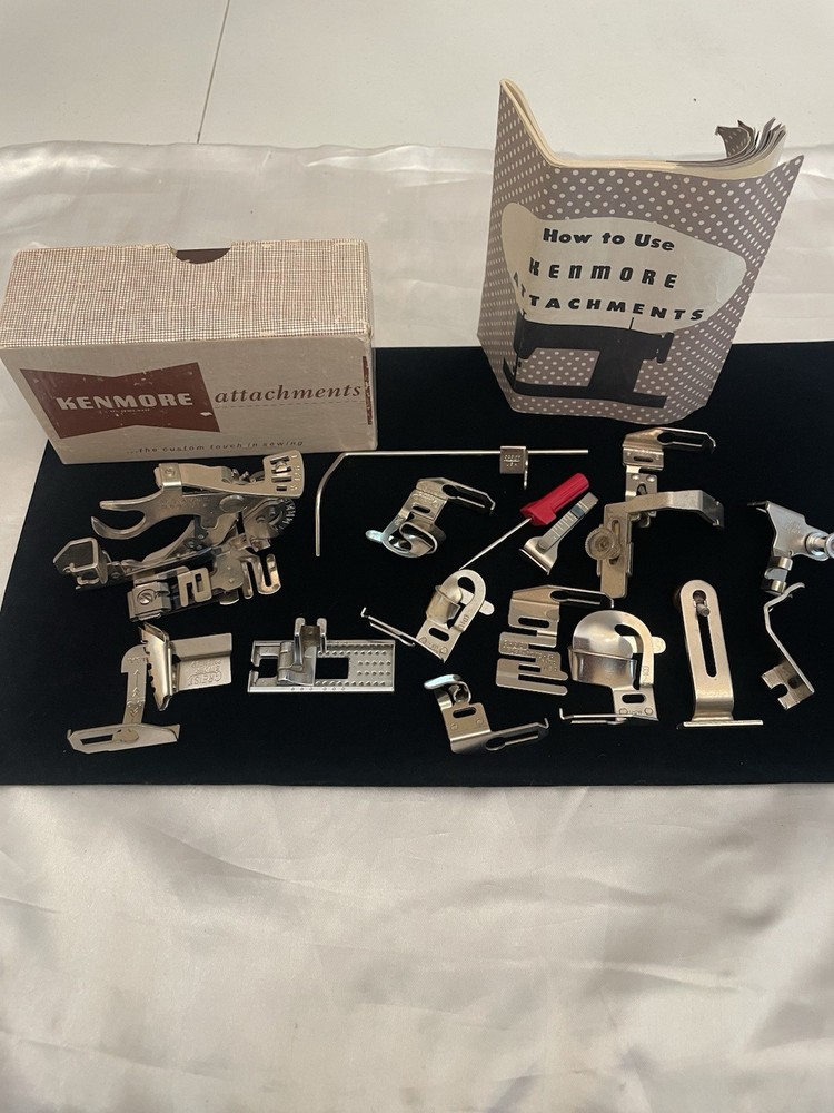 Vintage Kenmore Sewing Machine Parts Lot with Attachments Needles Booklets Threader