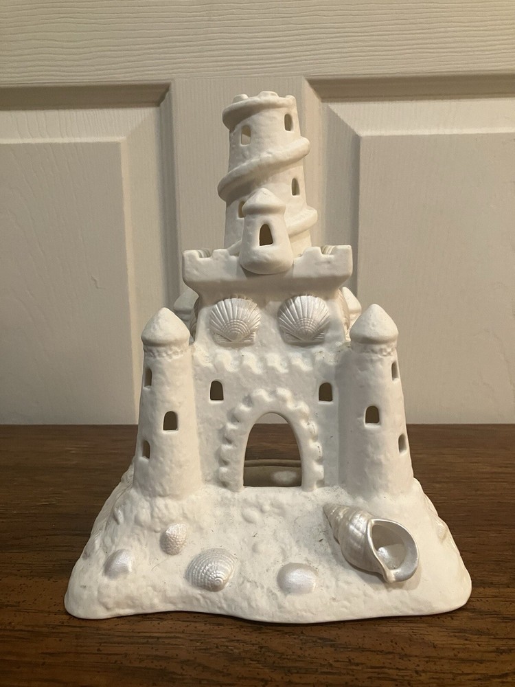 Bisque Porcelain Sandcastle Beach Tea Light Candle Holder by Party Lite