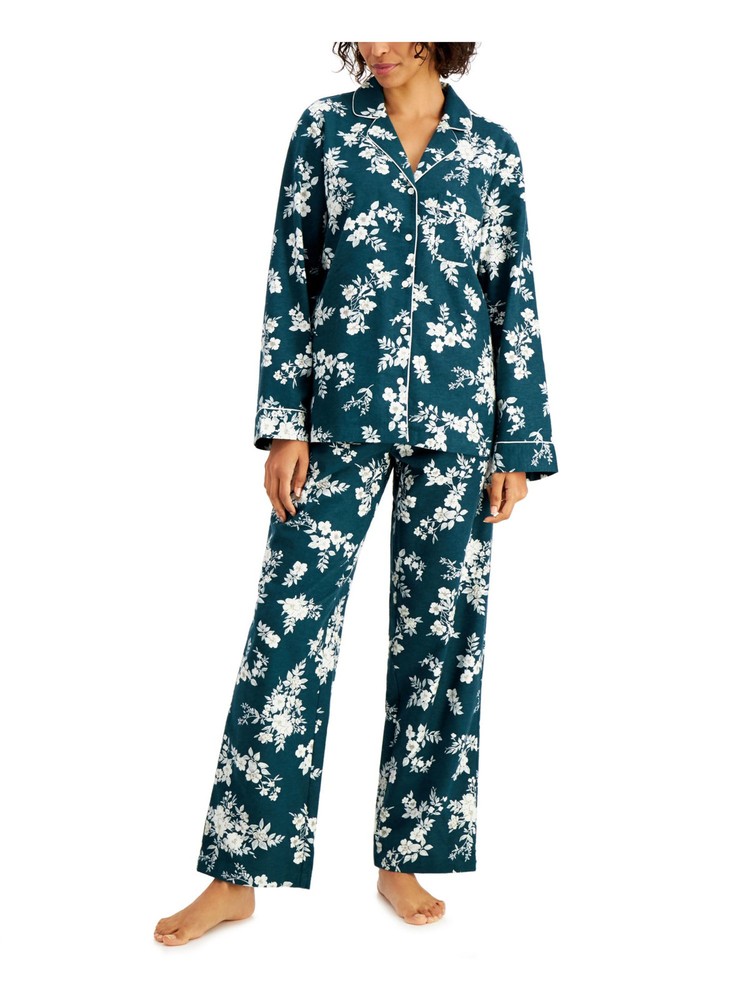 CHARTER CLUB Intimates Green Straight Leg Floral Sleep Pants XS
