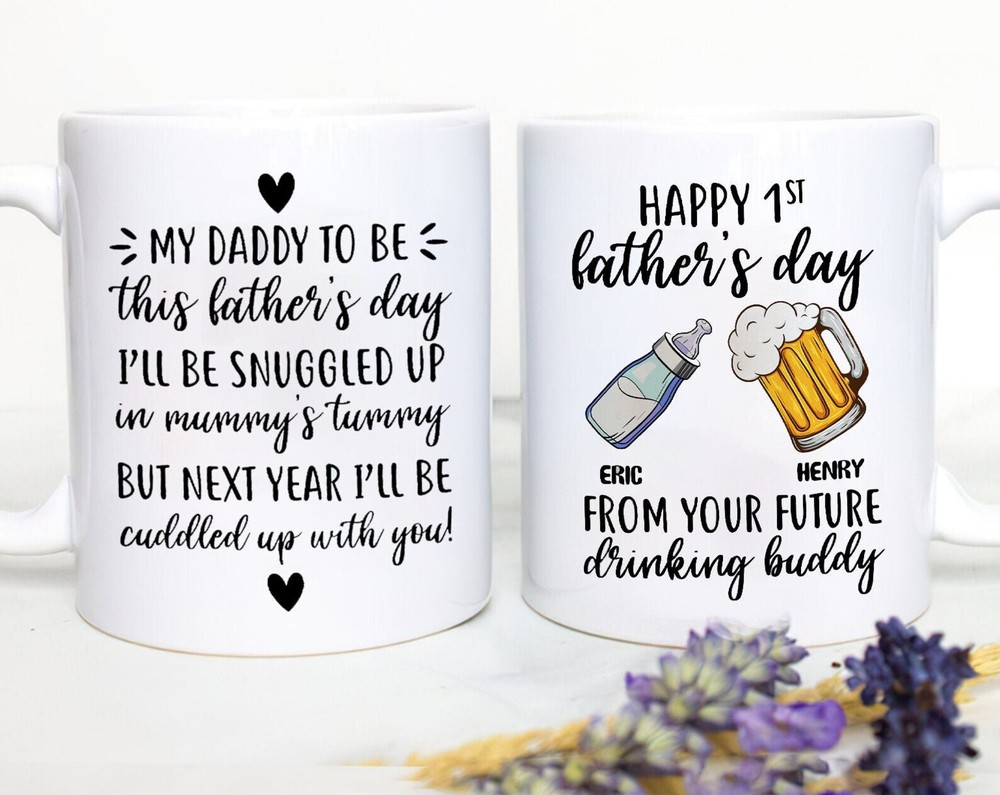 Personalized First Father's Day Mug Gift For Expecting Dad From Future Drinking