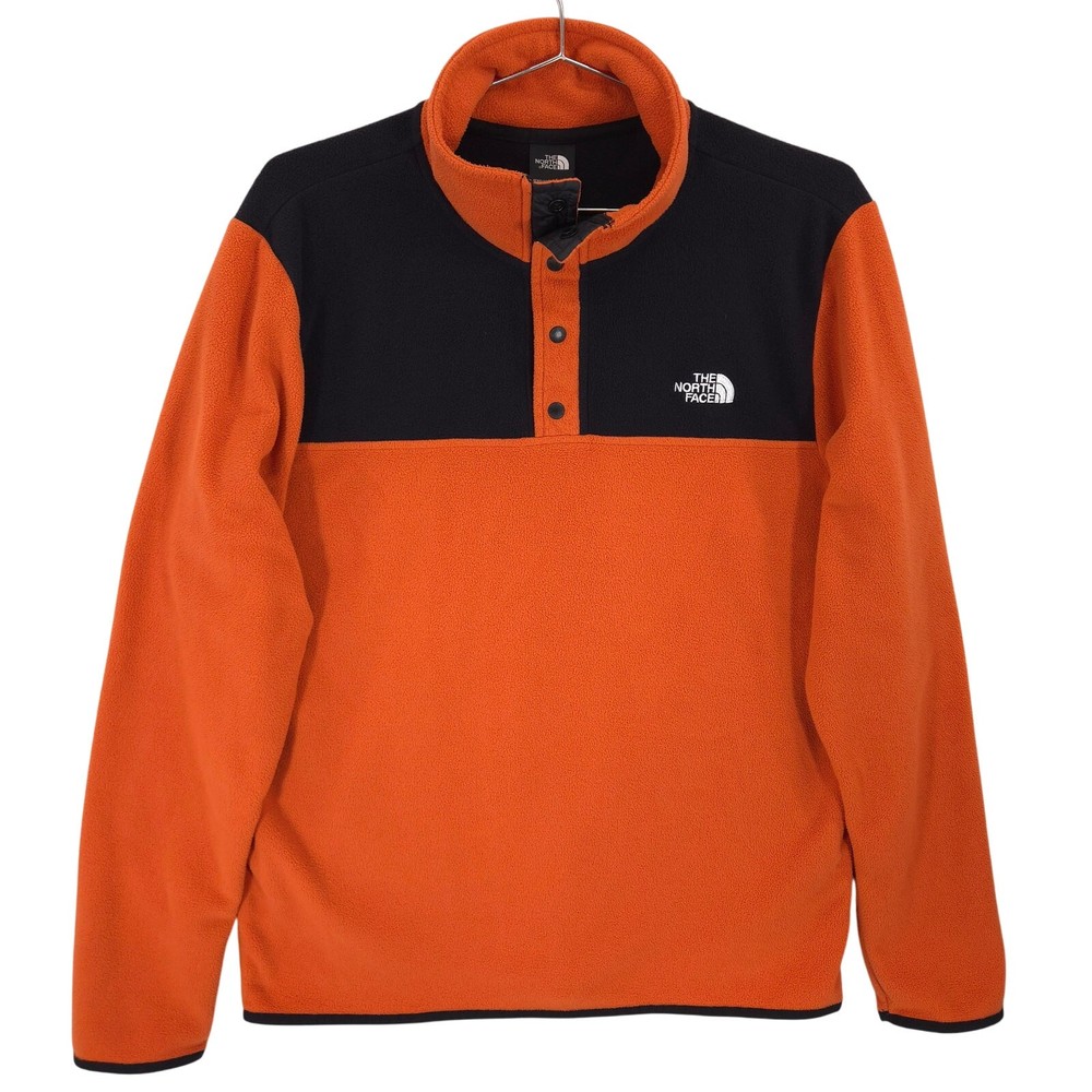 The North Face Pullover Mens M Orange TKA Glacier 1/4 Snap Fleece Long Sleeve