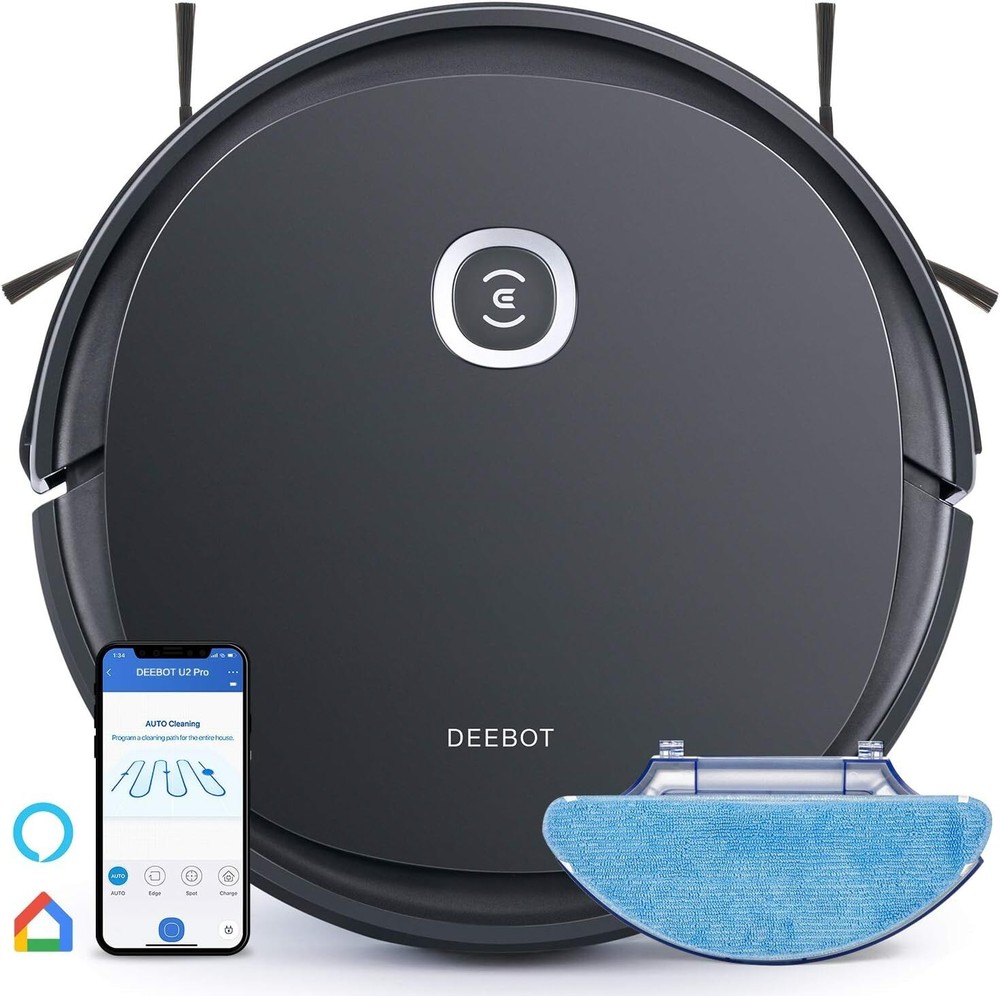 ECOVACS DEEBOT U2 Pro Robot Vacuum and Mop for Pet Hair Cleaning