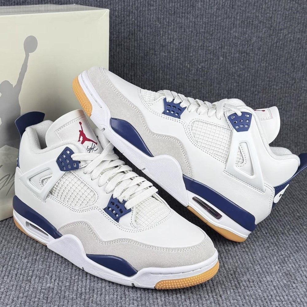 Nike SB x Air Jordan 4 Navy Retro Mid Top Basketball Shoes for Men