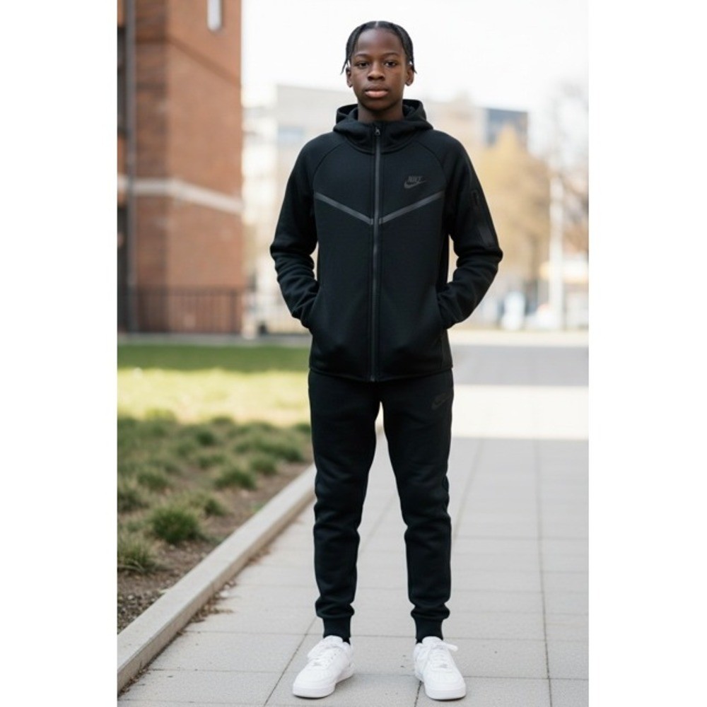 Nike Tech Fleece Full Zip Hoodie Jogger Pants Set Black Kids Youth Size 2Y
