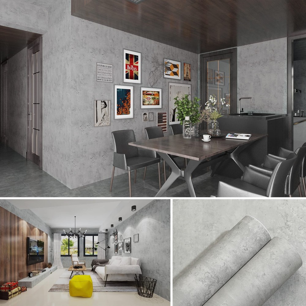 Grey Concrete Peel and Stick Wallpaper - Cement Contact Paper for Walls - Matte Finish