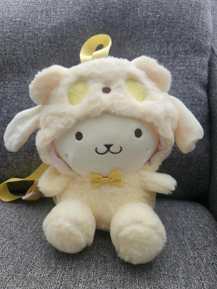 Sanrio Pompompurin Square Soft Cute Plush Backpack 9