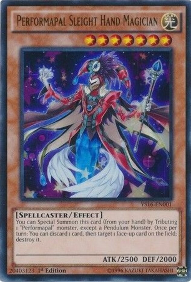 Performapal Sleight Hand Magician YS16-EN001 Ultra Rare 1st Edition Light Played