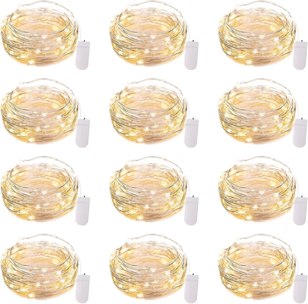 Brightown 12 Pack LED Fairy Lights Battery Operated 7ft 20LED Warm White String Lights