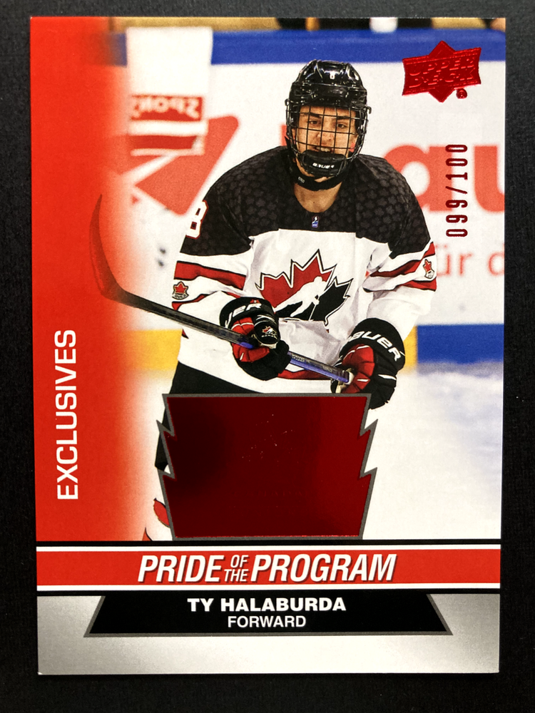 2023-24 Upper Deck # 100 Ty Halaburda 099/100 Pride of the Program Team Can. J.