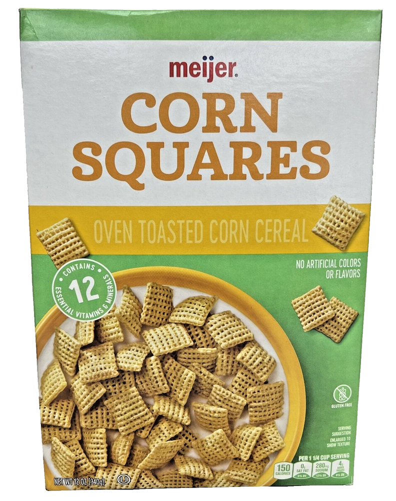 Meijer Corn Squares Oven Toasted Corn Gluten Free Cereal 12 oz