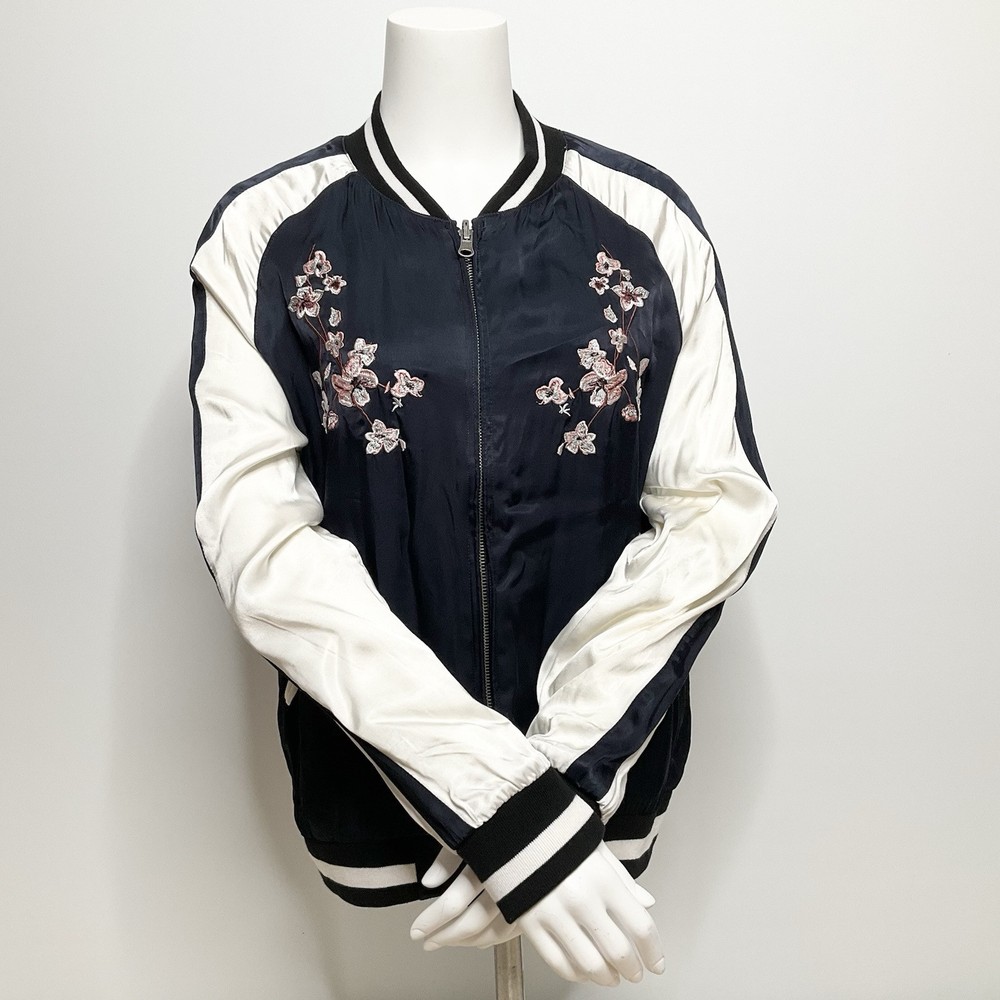 Thread & Supply Reversible Floral Embroidery Womens Jacket SZ M Cottagecore