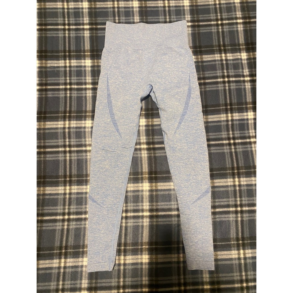 ACTA Wear High Waisted Seamless Leggings Blue Heathered Activewear Womens Small