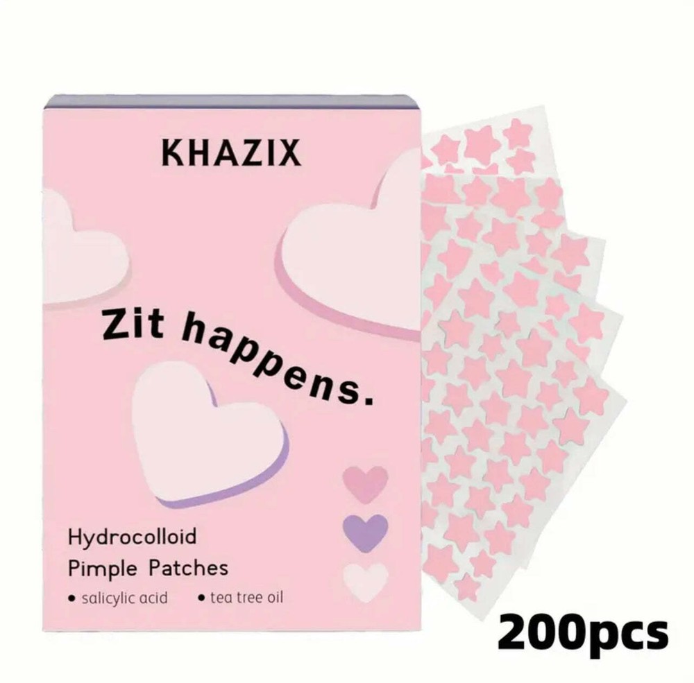200pcs Star-Shaped Hydrocolloid Acne Patches - Tea Tree & Salicylic Acid