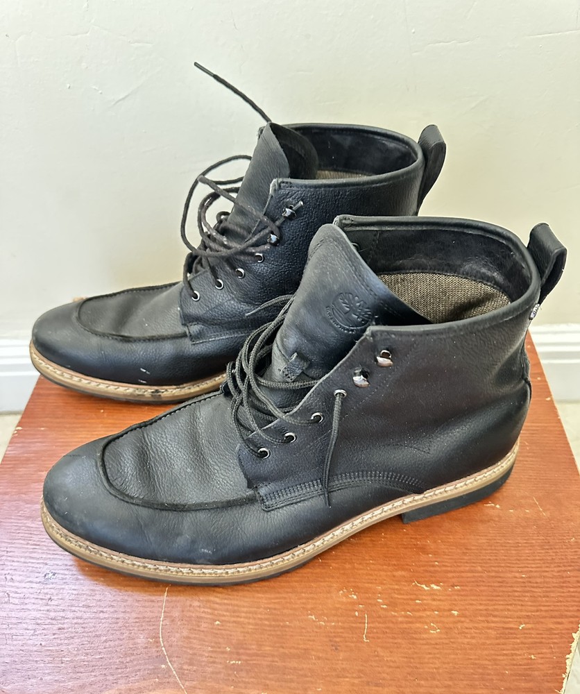 Timberland Mens West Haven 6-Inch Waterproof Moc Toe Leather Boots Black Size 12