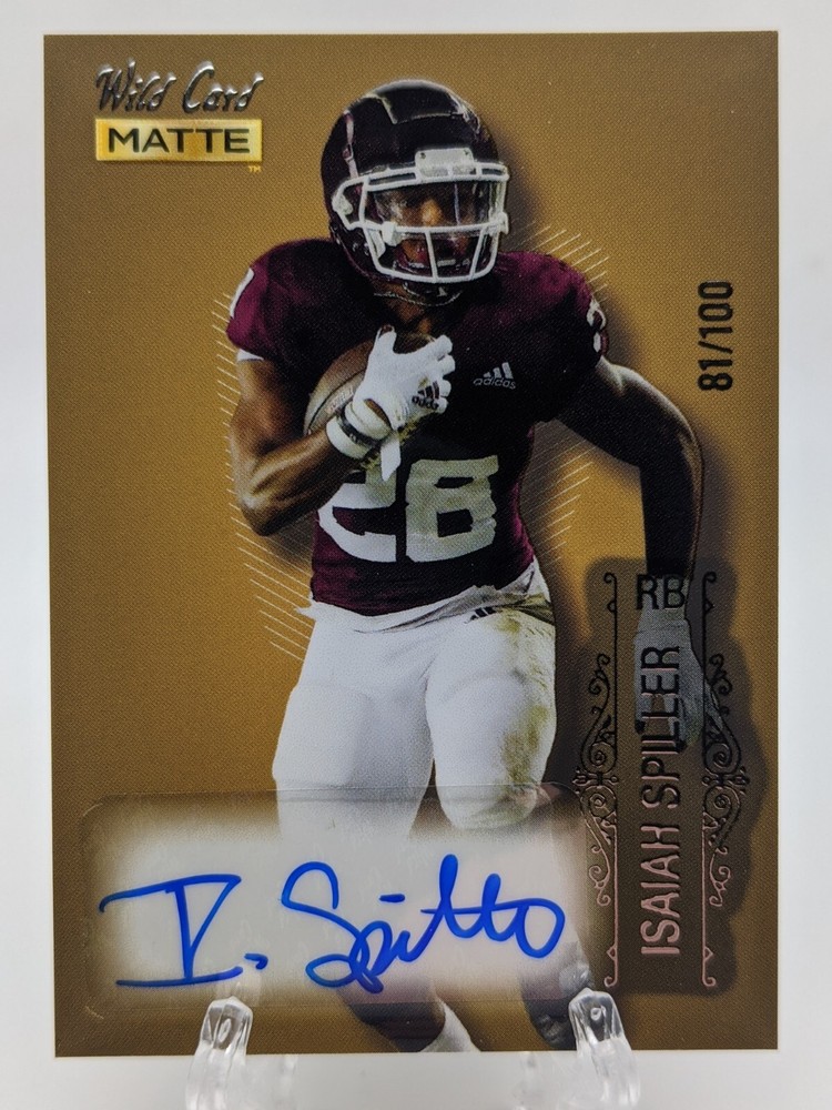 2022 Panini Wild Card Matte Isaiah Spiller Gold-Silver Foil Autograph RC /100 AU  