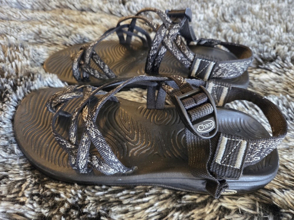 Chaco ZX/2 Sandal Womens Size 9 Dual Strap Hiking Sandals Black Grey Toe-Loop