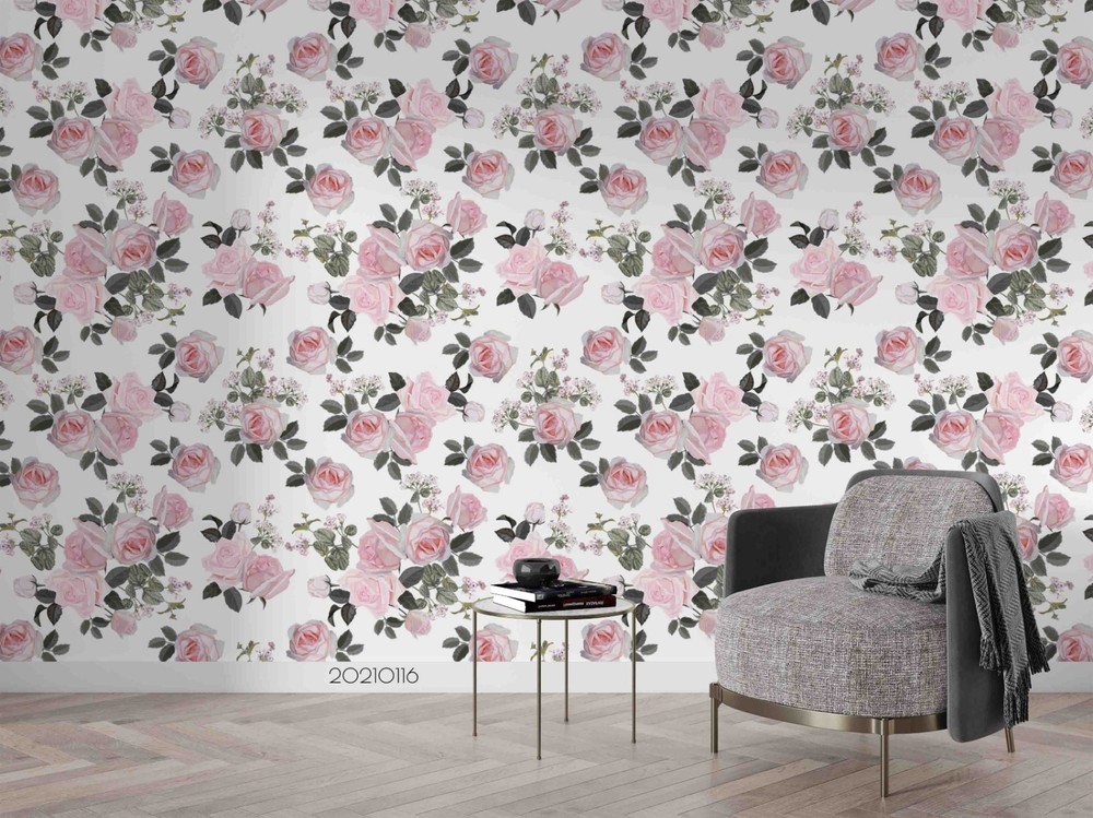 3D Pink Rose Flora Pattern Wall Murals Wallpaper Murals Wall Sticker 6
