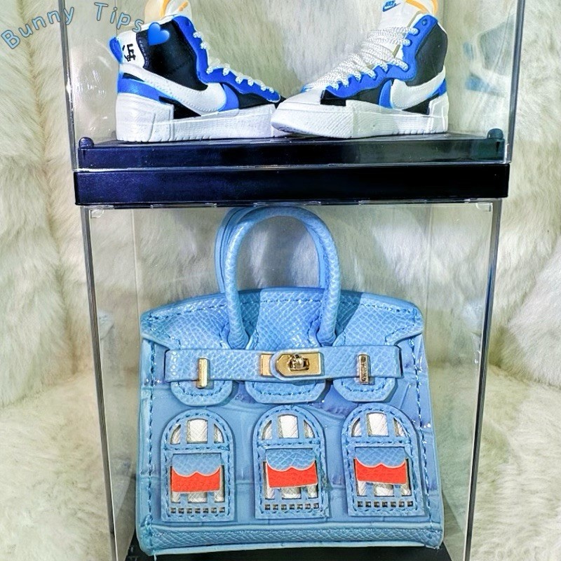 Cute Leather Mini Wallet Lipstick Keychain Bag Charm for AirPod Ladies Car Accessory