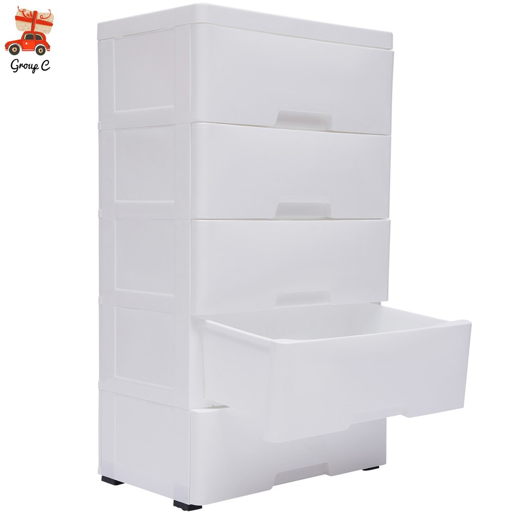 White 5-Drawer Dresser Storage Tower for Bedroom Closet or Entryway