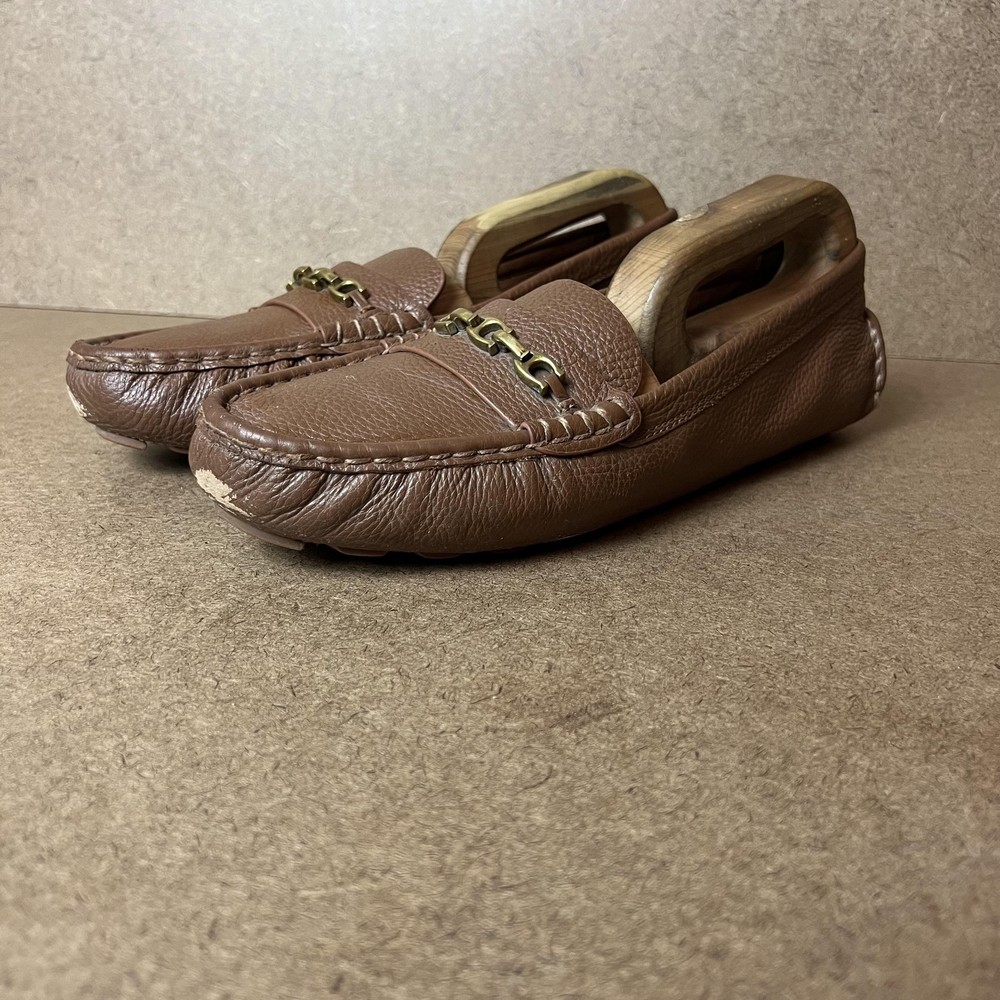 Coach Shoes Womens Size 9.5 B Brown Leather Loafers Slip On Driving G2427