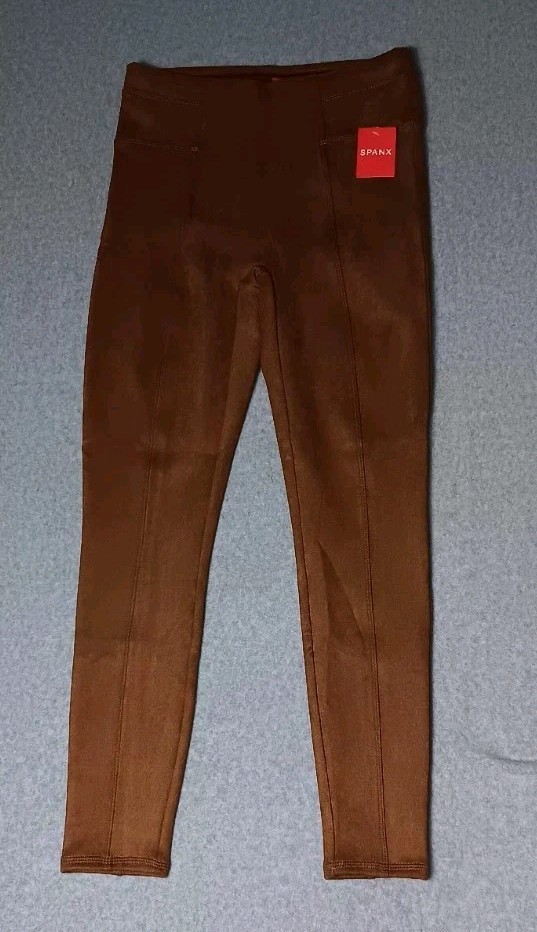 NWT! Spanx Faux Suede Leggings Womens Size Medium Rich Caramel Soft And Stretchy