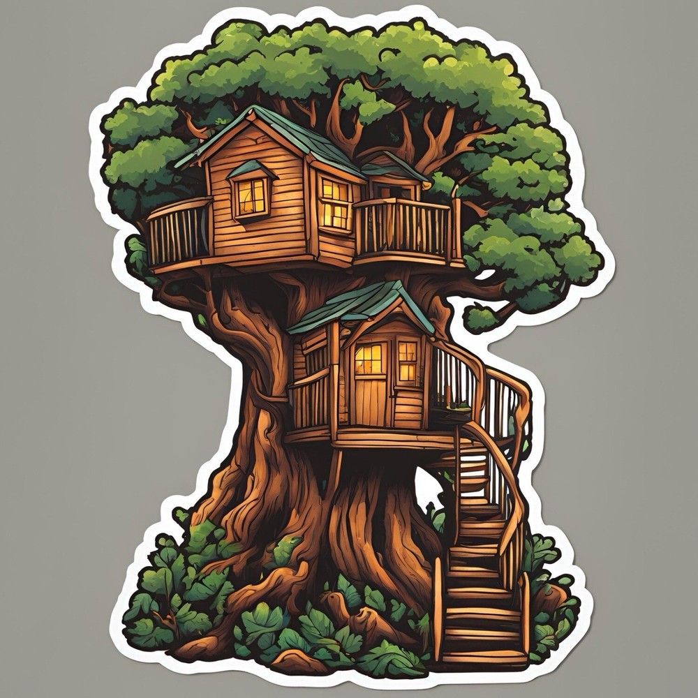3x1.7” Two Storey Treehouse AMAZING STICKER!