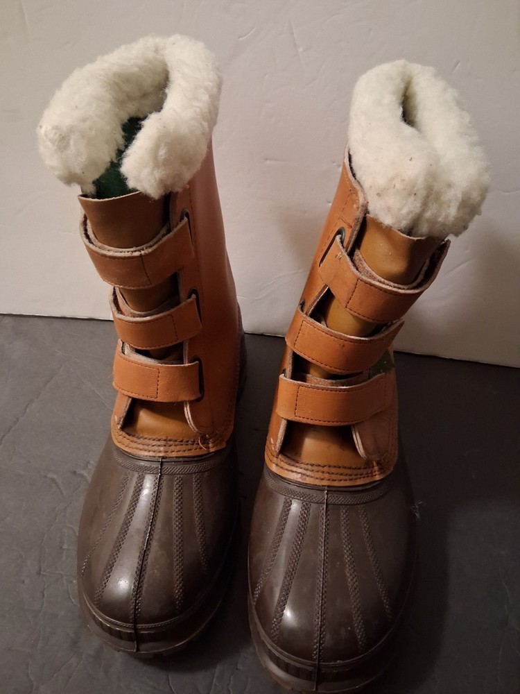 SOREL Chieftain Heavy Insulated Brown Leather Winter Boots Size 10 Made in Canada