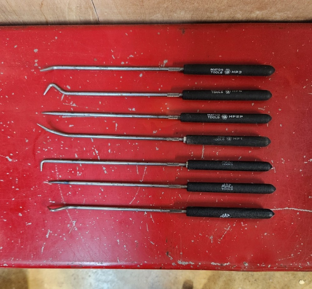 Matco Mac Tools 9 Inch Long Black Handle Knurled Shank Pick Set of 8