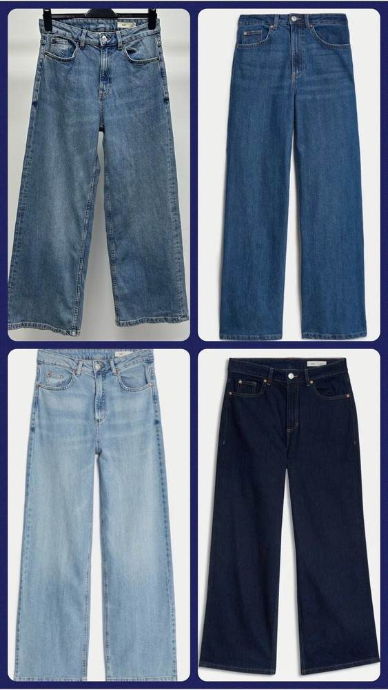 Ex M&S BRAND NEW High Waisted Wide Leg Jeans Sizes 6-24
