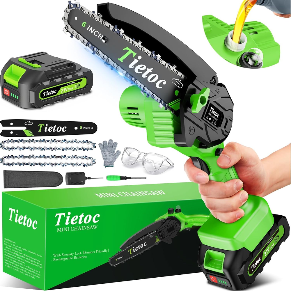6-Inch Cordless Mini Electric Chainsaw with Battery - Handheld Power Saw