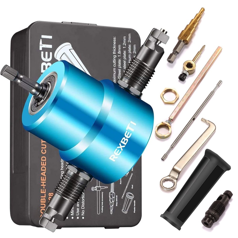 Double Head Sheet Metal Nibbler Drill Attachment for Cutting Steel